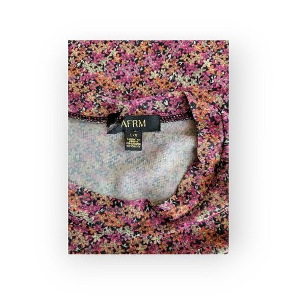 AFRM semi-sheer ditsy floral Mesh Maxidress in Burgundy/Fuchsia size L - Picture 7 of 8